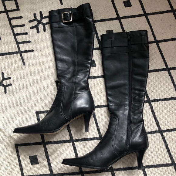 Coach Shoes - Coach Adrianna Pointed Toe Leather Knee High Boots